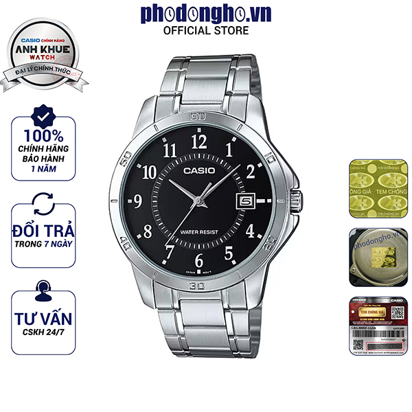 Đồng hồ nam dây kim loại casio anh khuê mtp-v004d-1budf