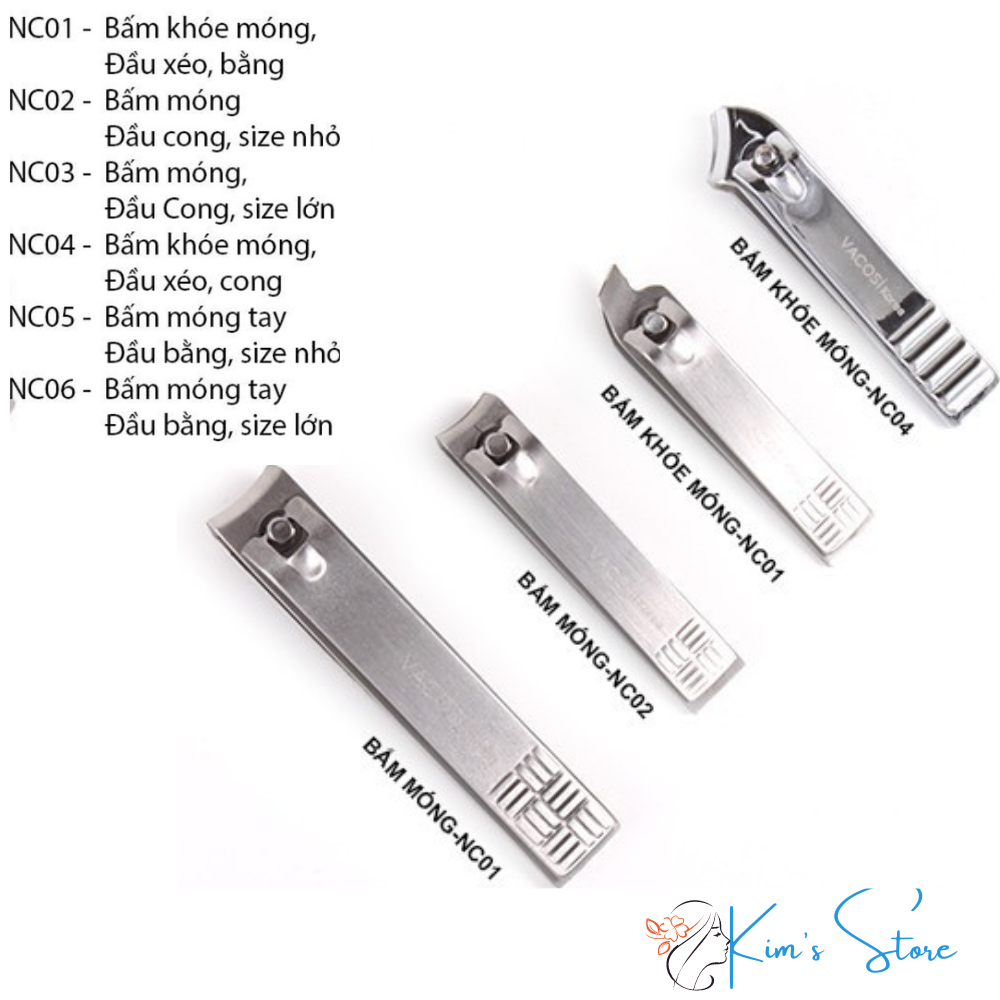Dụng cụ bấm móng tay vacosi nhiều loại - vacosi nc01/nc02/nc03/nc04/nc05/nc06 - kim beauty shop