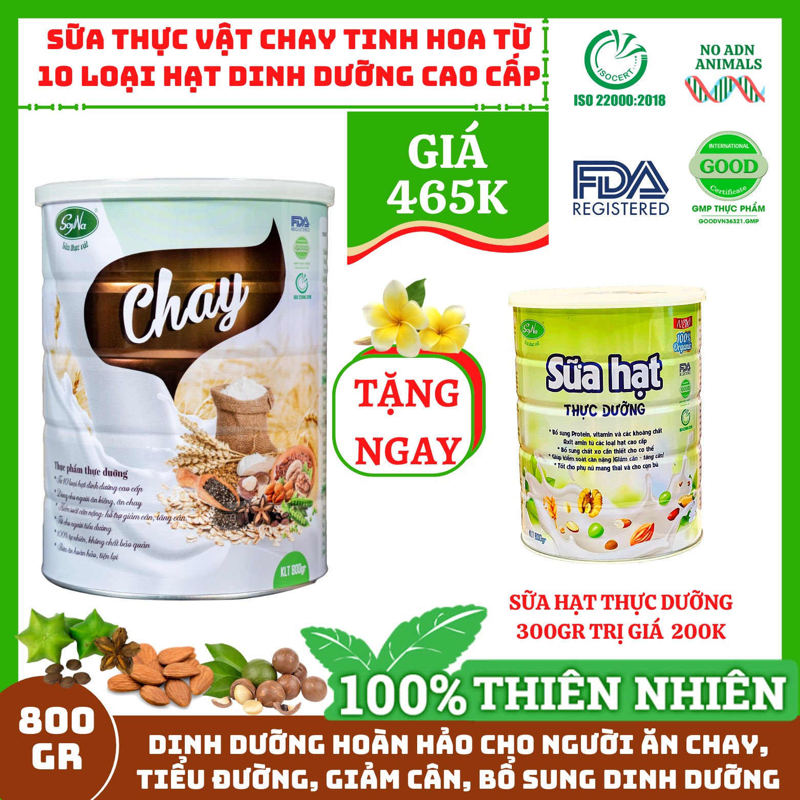 Freeship-quà tặng- sữa Thuần chay 800g và sữa gạo lứt 300g +1 bánh pía - Bổ sung dinh dưỡng  cho người ăn chay-bữa ăn hoàn hảo cho người tiểu đường-tim mạch -vegan- sữa soyna- sữa bột 10 loại hạt cao cấp_ bách hoá Anh Thư