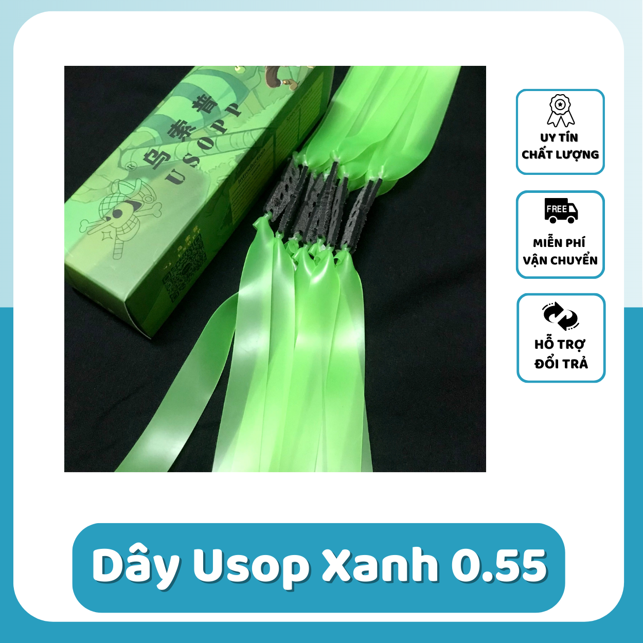 10 Tặng 1 Dây Thun 0.55mm Usop Màu Xanh Cột Sẵn