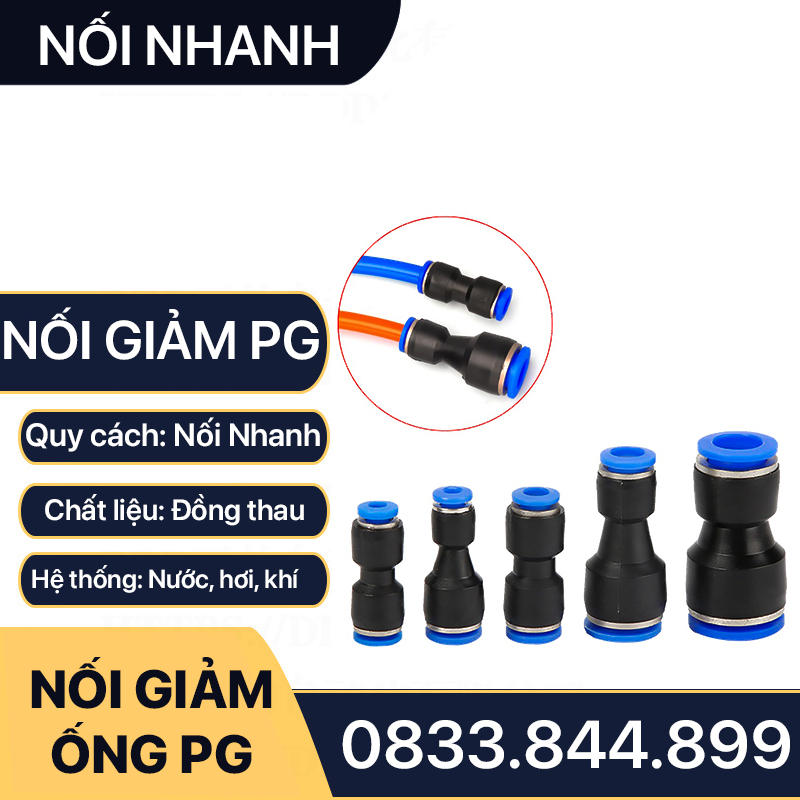  Nối Giảm Ống Mềm Đầu Nối Nhanh Giảm Ống PG 4 6 8 10 12mm 