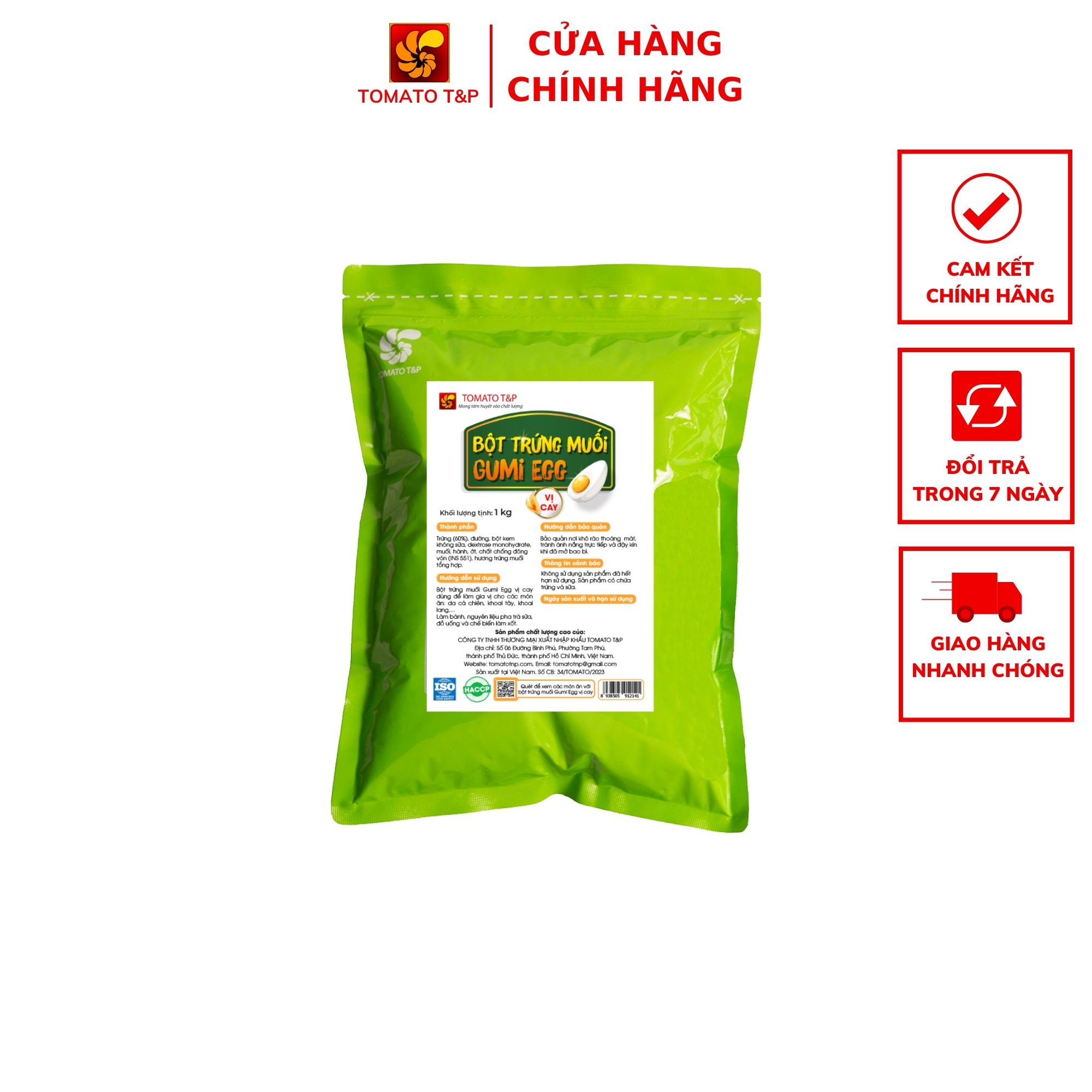 [HCM]Bột trứng muối Gumi Egg vị cay - Gói 1kg - Tomato T&P