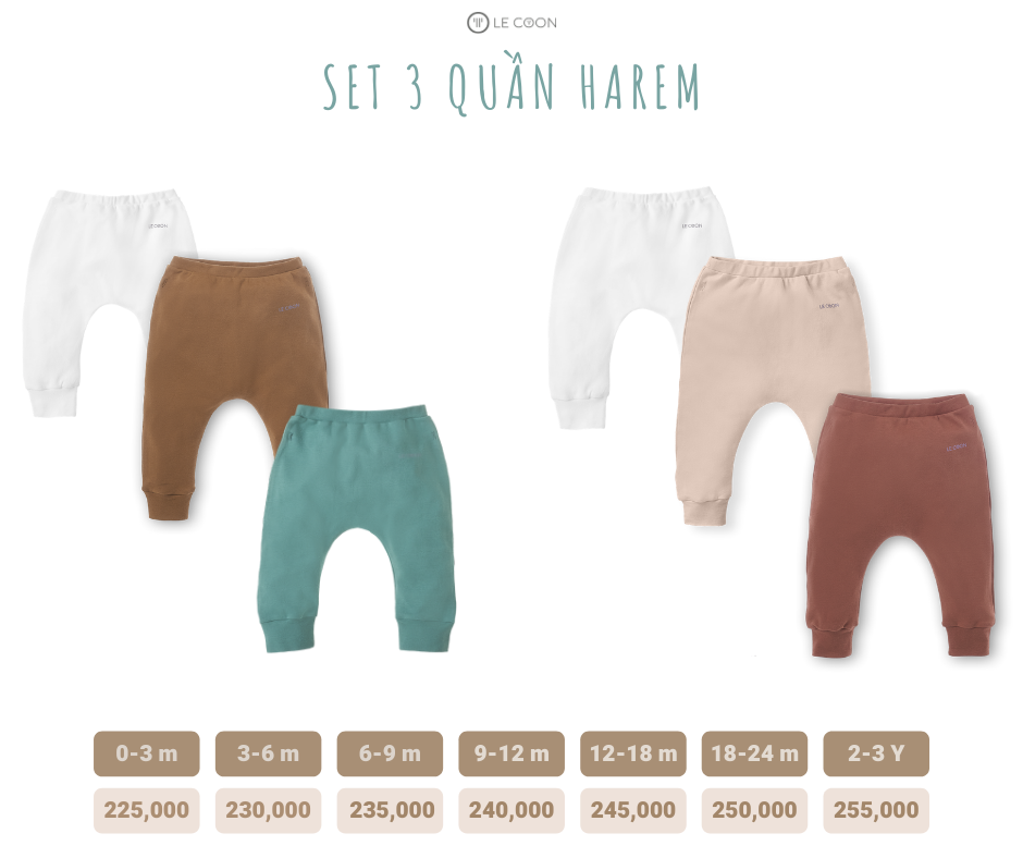 LE COON SET 3 QUẦN HAREM BÉ GÁI BÉ TRAI
