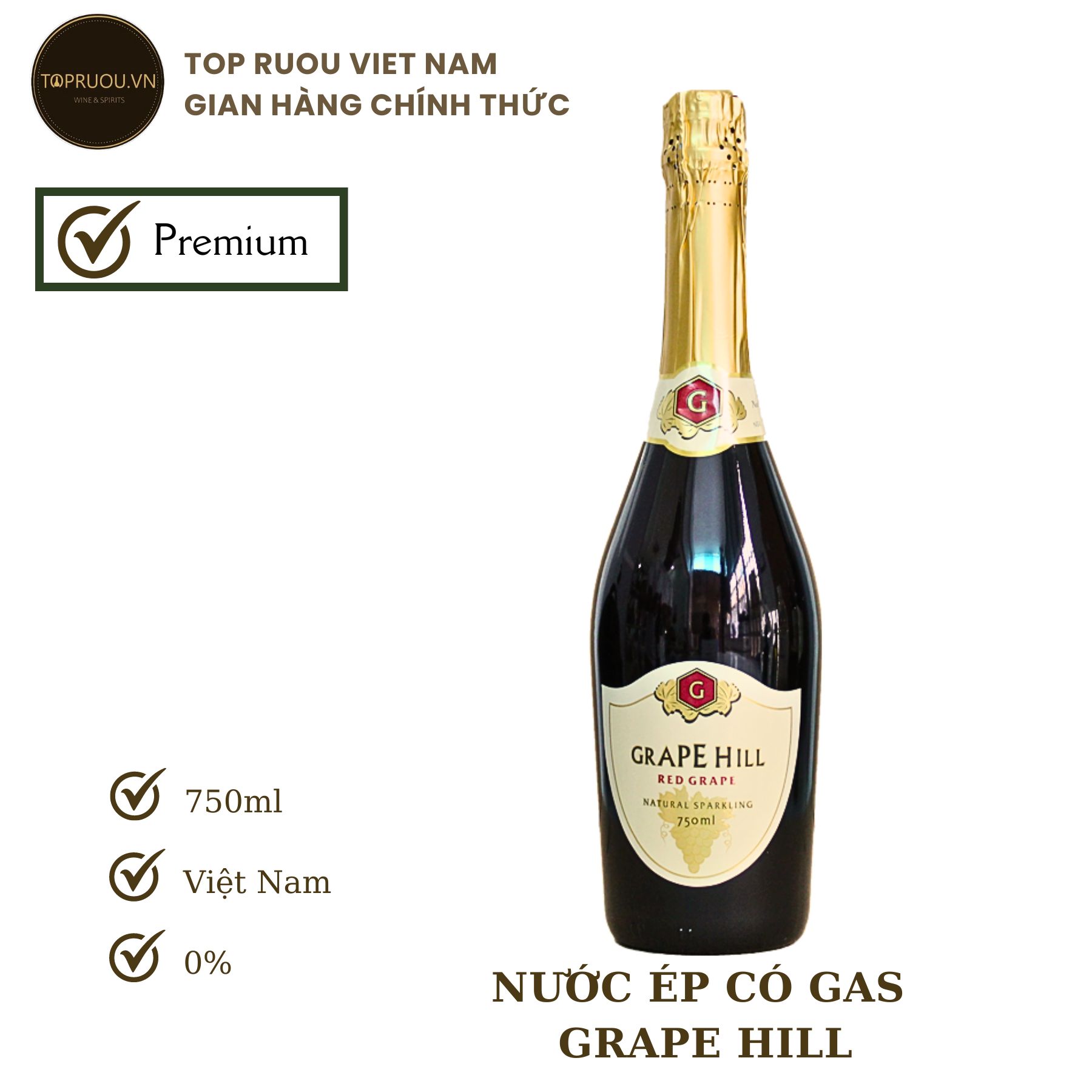 [Top Rượu VN] Nước Ép Có Gas Grape Hill 750ml [Chính Hãng]