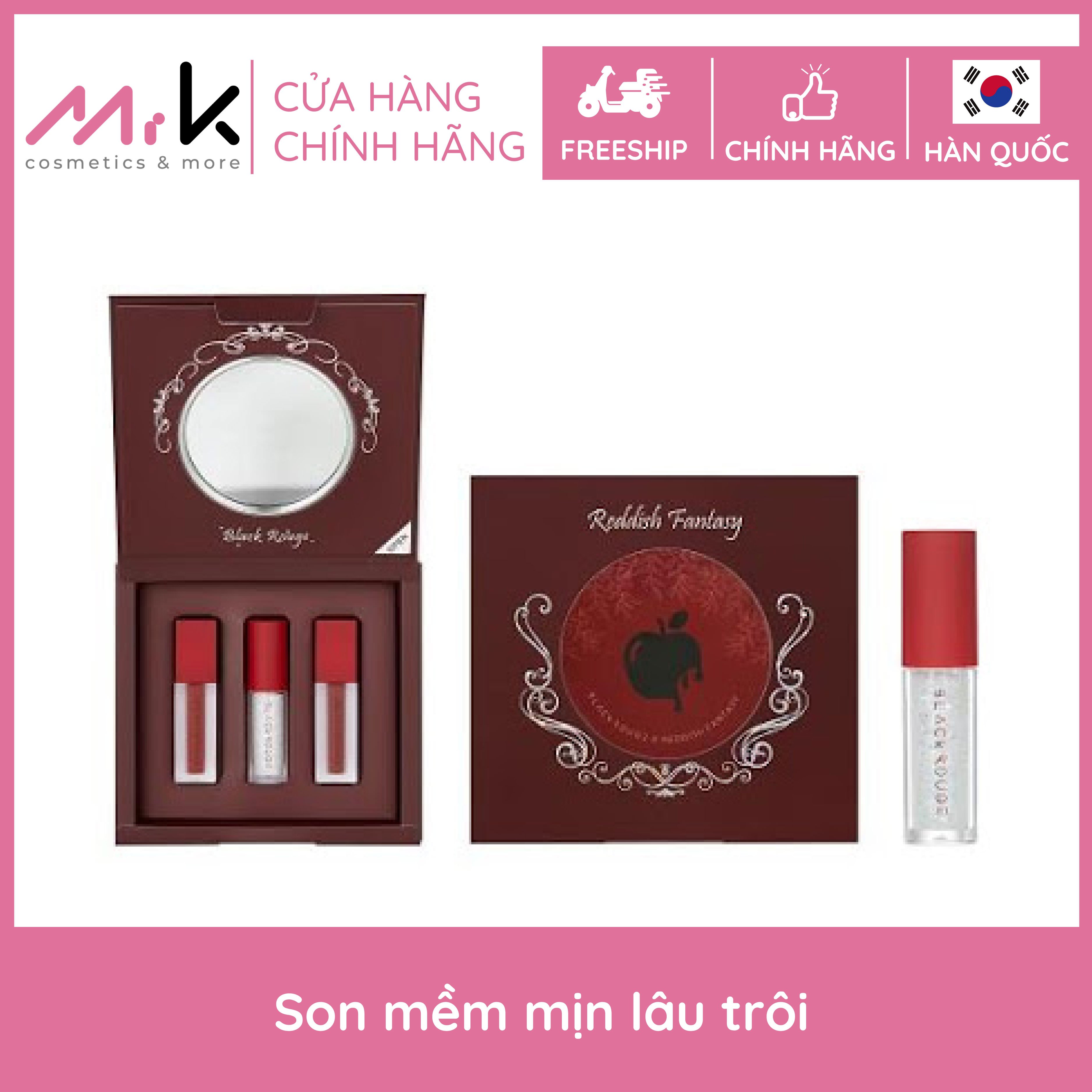 Bộ set son kem lỳ Black Rouge Reddish Fantasy Edition chính hãng Hàn Quốc, chất son mềm mịn, lâu trôi, bền màu, tôn da