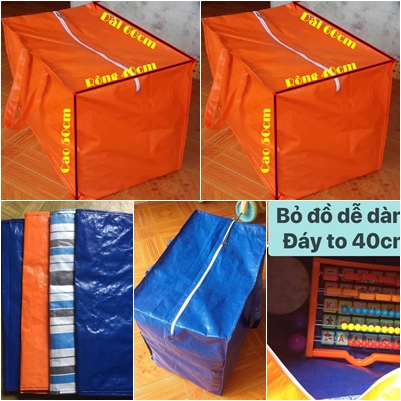Combo 5 túi bạt xanh cam 60x40x50 cm đựng đồ siêu tiện dụng, không thấm nước