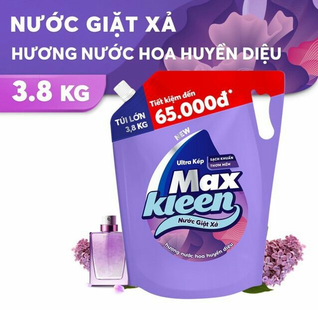 [XAKHO] Nước giặt xả Maxkleen hương huyền diệu 3.8kg. Tiết kiệm chi phí. Diệt Khuẩn 99.9%. Lưu giữ hương thơm bền lâu, quần áo trắng sáng