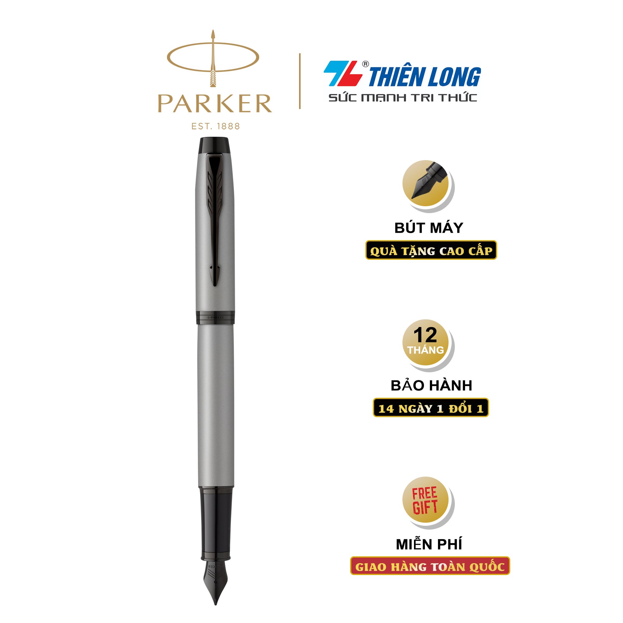 Bút máy cao cấp parker im achromatic x-matte grey bt tb-2127922 - thép không gỉ