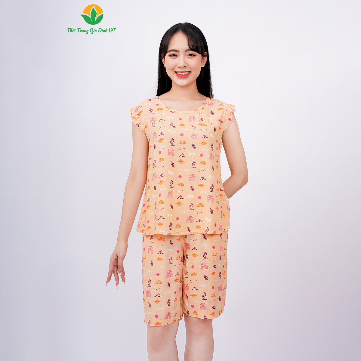 Bộ lanh Việt Thắng mặc nhà quần lửng sát nách nữ - B05.2310