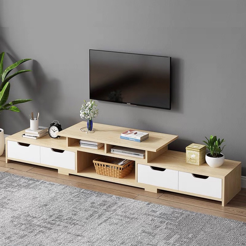 Tủ kệ, kệ TV (120-190)*30*36cm màu vàng A1966V gỗ công nghiệp MDF phủ melamine