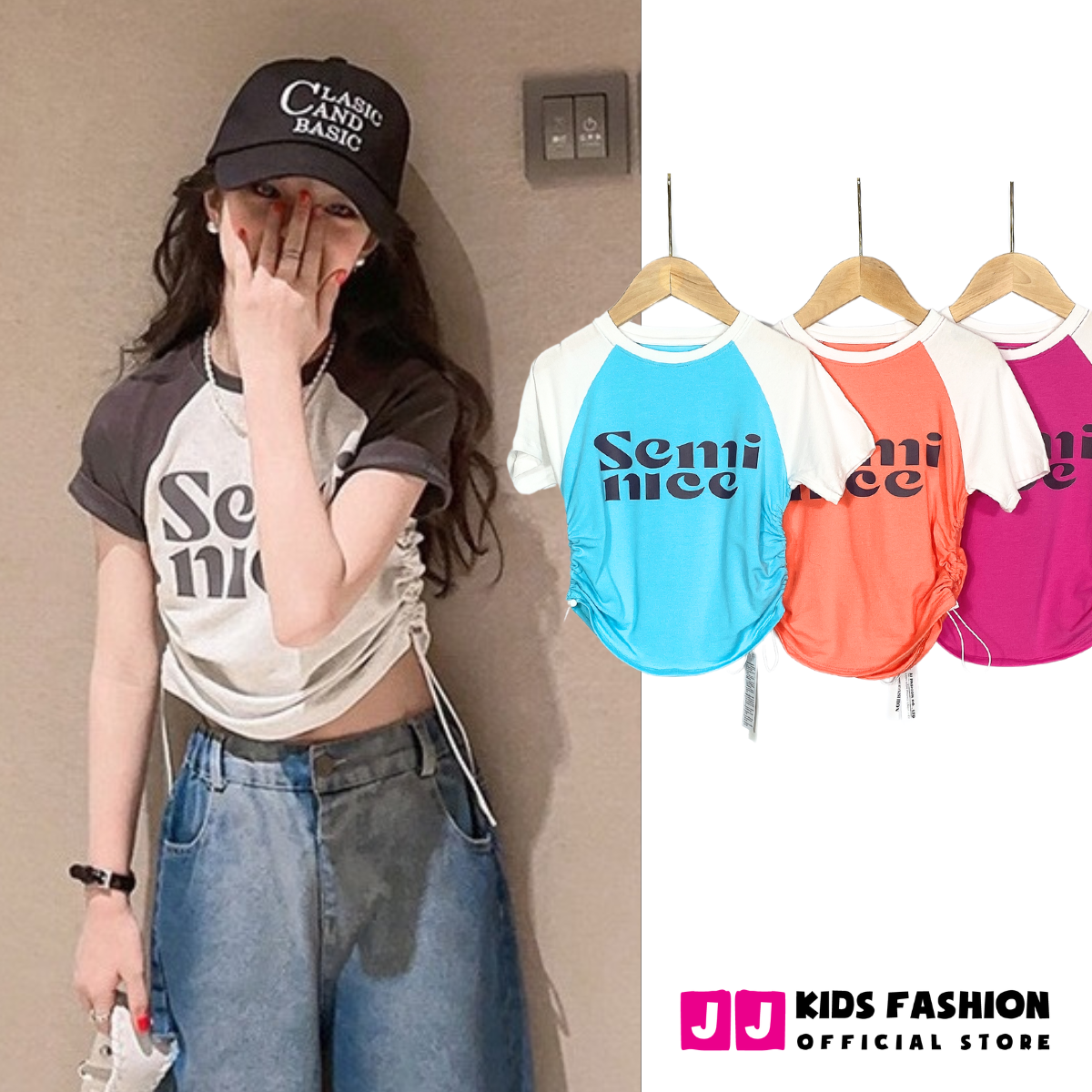 Áo thun croptop cho bé gái, áo phông croptop bé gái cao cấp cộc tay full size | FREESHIP MAX - JJ Kids Fashion