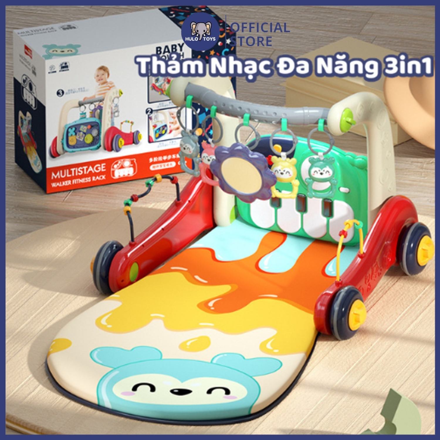 Thảm nhạc cho bé hulo toys đa năng 3 trong 1 - đồ chơi giải trí, thảm cho bé, xe tập đi cho bé, trẻ sơ sinh