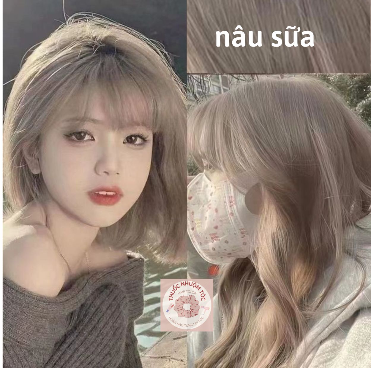 Thuốc nhuộm tóc màu NÂU TRÀ SỮA không cần tẩy tóc-thuốc nhuộm tóc tại nhà tặng kèm oxy trợ nhuộm và găng tay