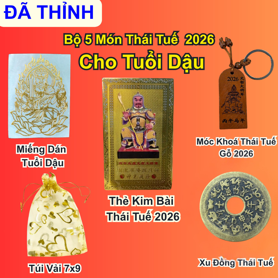 < Đã Khai Quang  > Túi Kim Bài Thái Tuế Năm Ngọ 2026 Cho Tuổi Dậu - Tặng Xu Thái Tuế - 12 Con Giáp - SP008232
