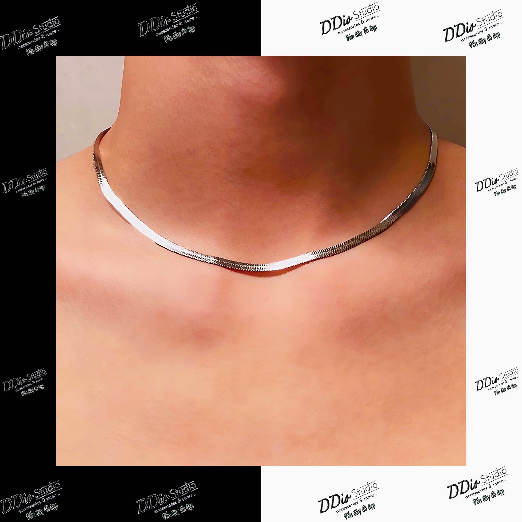 Dây chuyền ddio thiết kế basic dây dẹp - titan không gỉ - phong cách thanh lịch, cool ngầu