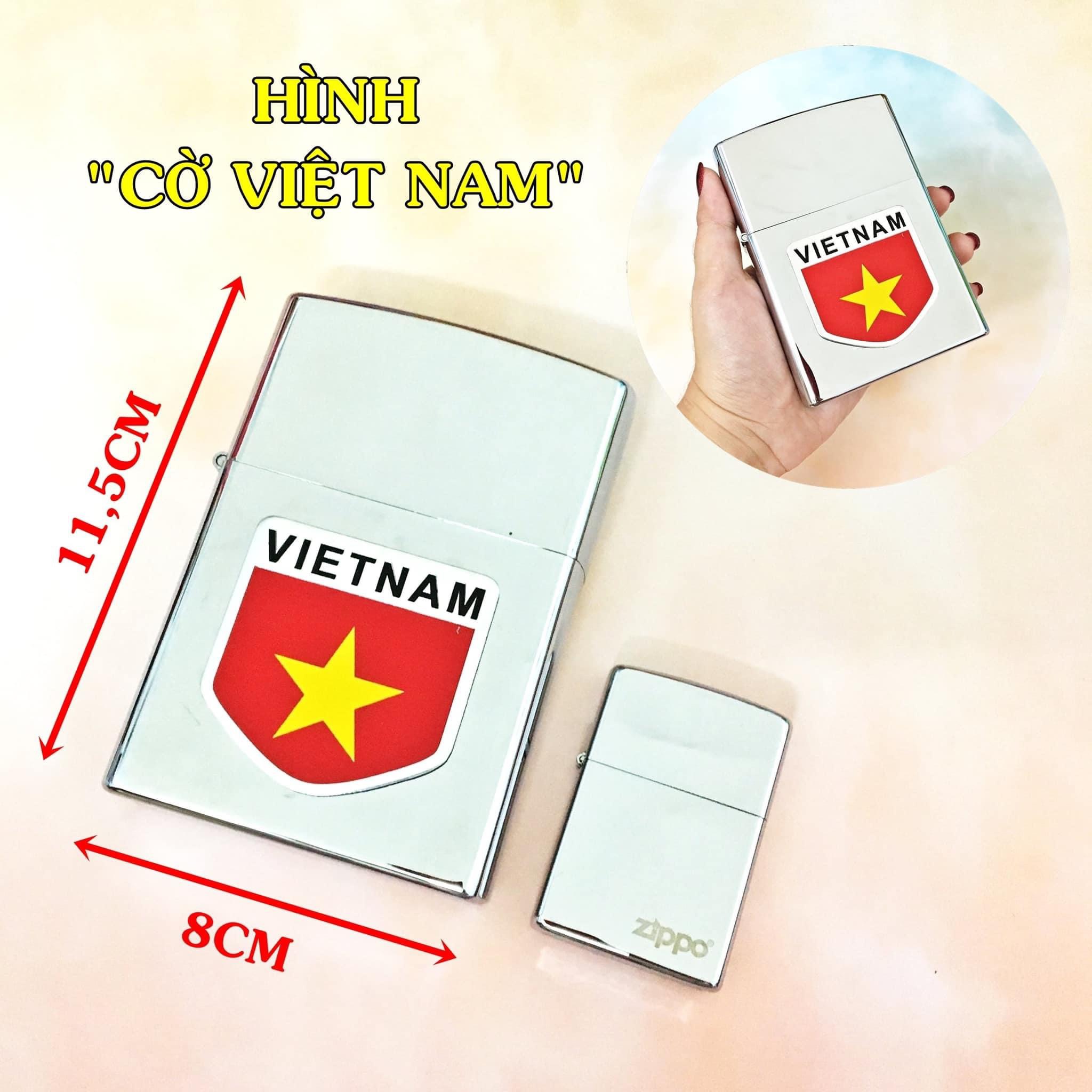 Bật lửa zippo khổng lồ bạc bóng hình cờ việt nam nặng: 500 gam -