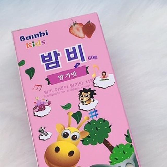Kem đánh răng trẻ em Bambi kids HÀn quốc vị táo, vị dâu