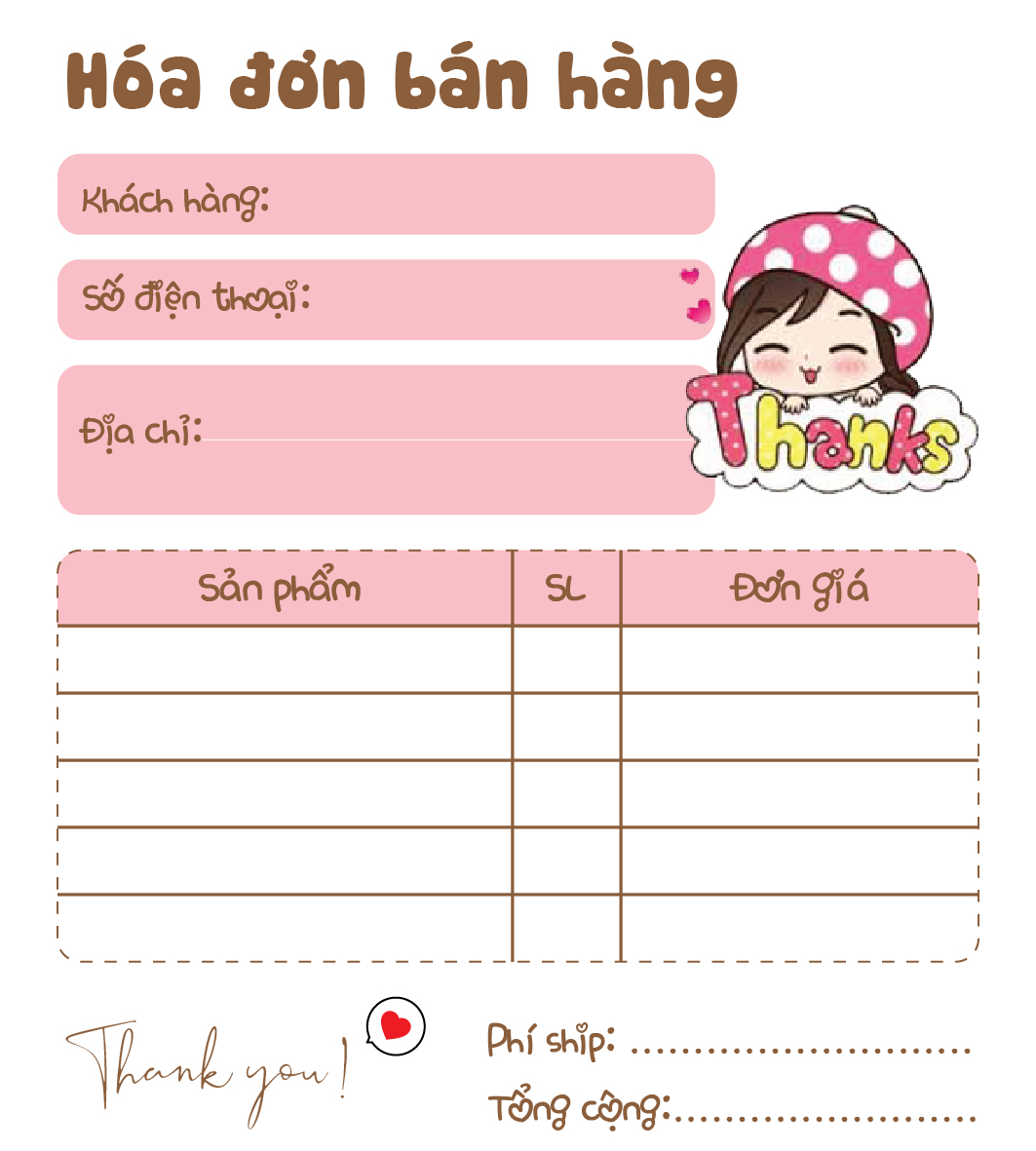 [ Hàng Sẵn ] Hóa Đơn Bán Hàng Mini 1 Liên BoBib Cute