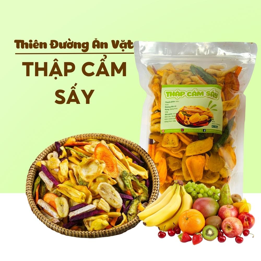 Trái cây sấy thập cẩm đủ vị 500g thiên đường ăn vặt đồ ăn vặt dinh dưỡng giòn rụm không hôi dầu