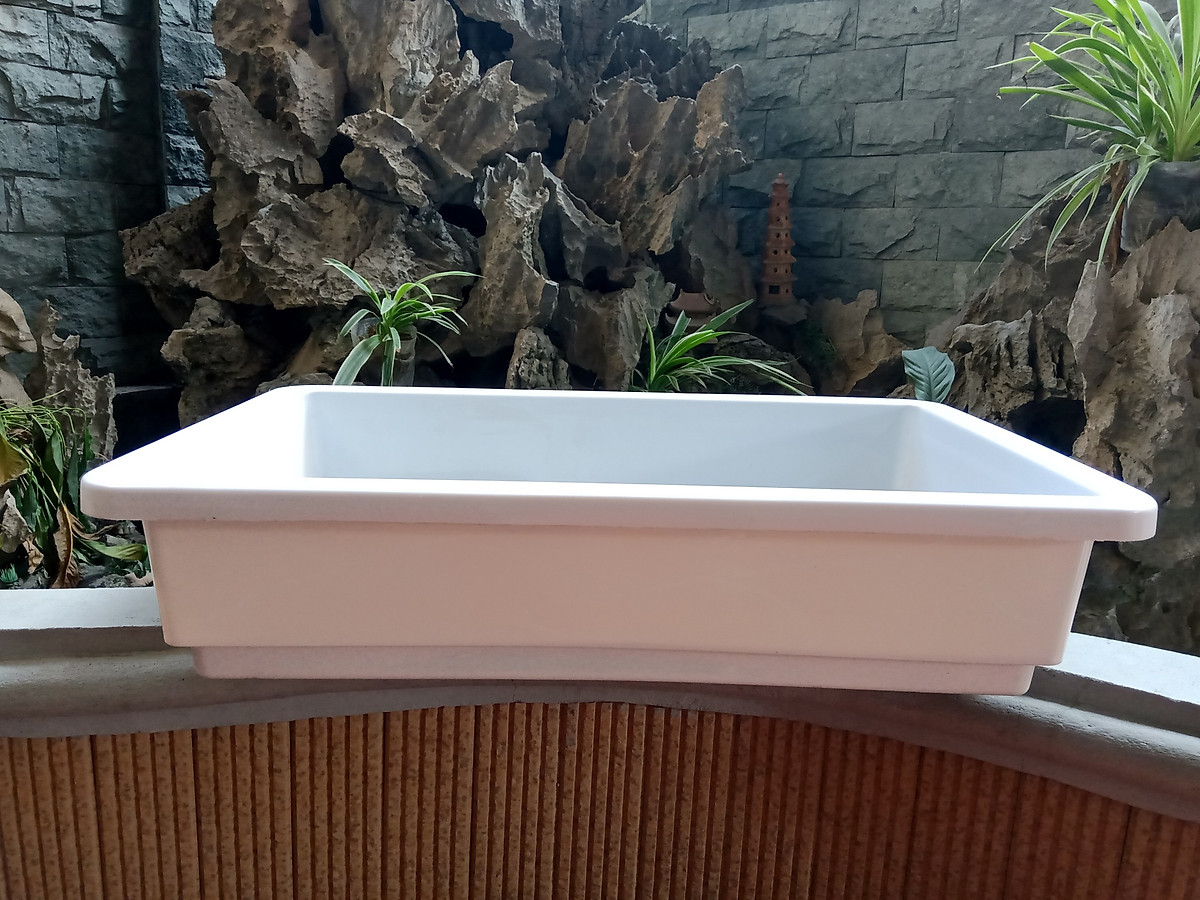 Chậu trồng rau, trồng cây thông minh màu trắng 65x42x16 cm