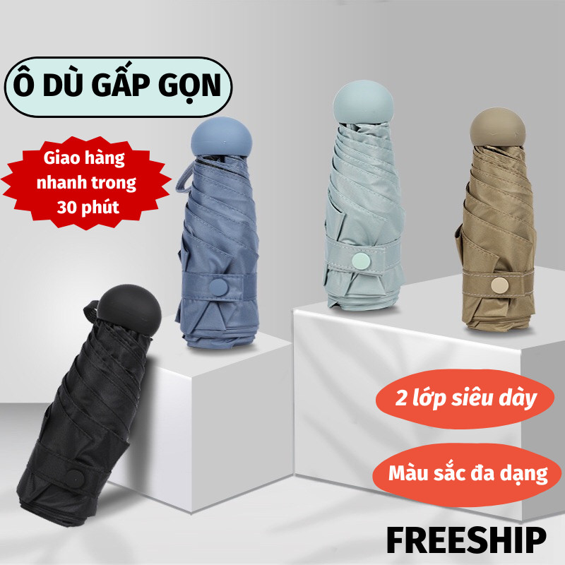 Dù gấp gọn ô che mưa nắng mini gấp gọn nhiều màu chống thấm chống tia uv hiệu quả ô dù toki