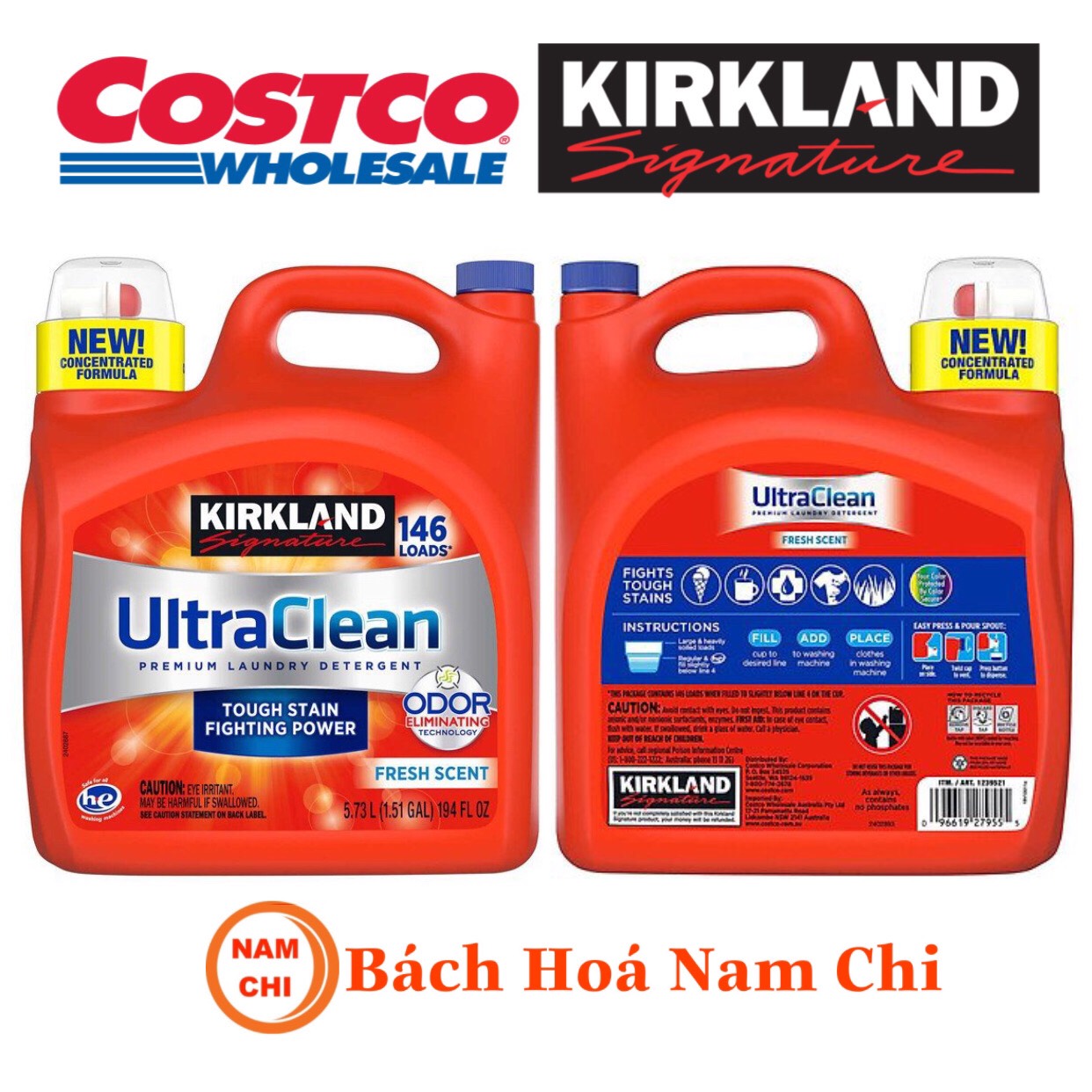 Nước Giặt Kirkland Ultra Clean Premium Laudry Detergent 5.73L - Mỹ