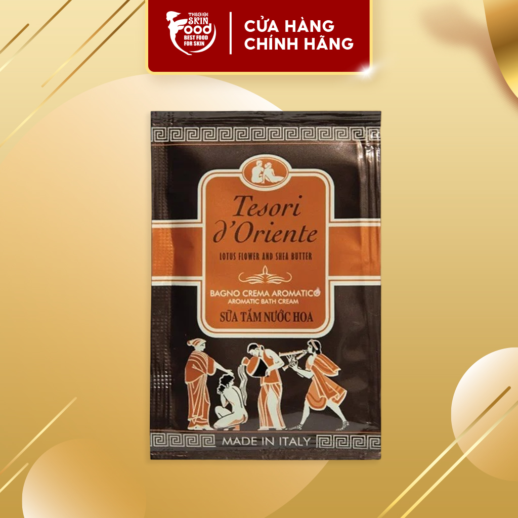 [HB GIFT] Sữa Tắm Hương Nước Hoa Ý Cao Cấp Nhiều Mùi Tesori d'Oriente Aromatic Bath Cream - Lotus - 12 Gói x 7ml (HÀNG TẶNG KHÔNG BÁN)