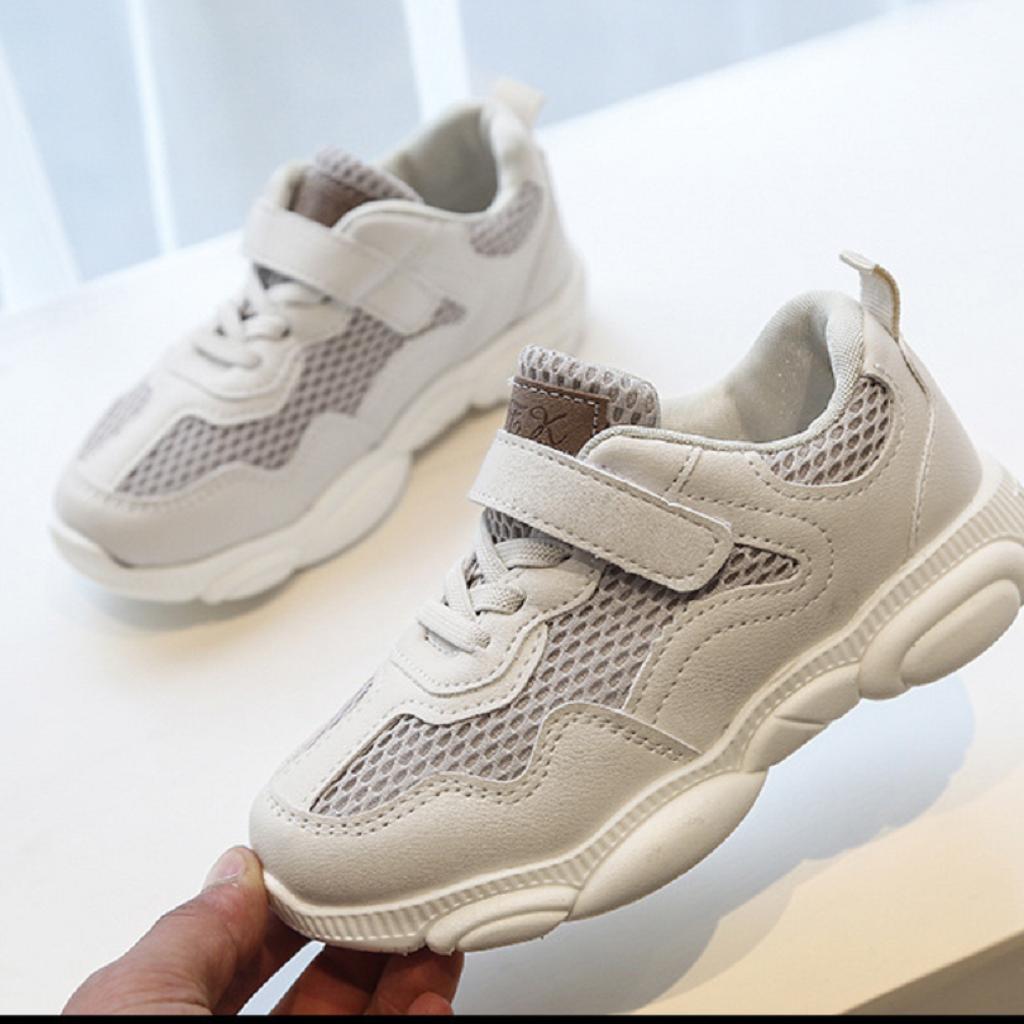 Giày thể thao lưới thoáng khí đế hình gấu size lớn cho bé trai và bé gái từ 5-15 tuổi, giày sneaker cho trẻ em, giày đi học cho bé, giày thời trang hàn quốc giày màu trắng giày thể thao màu đen