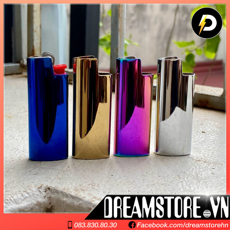 Vỏ bật lửa bic j5 mini kim loại - tặng kèm ruột