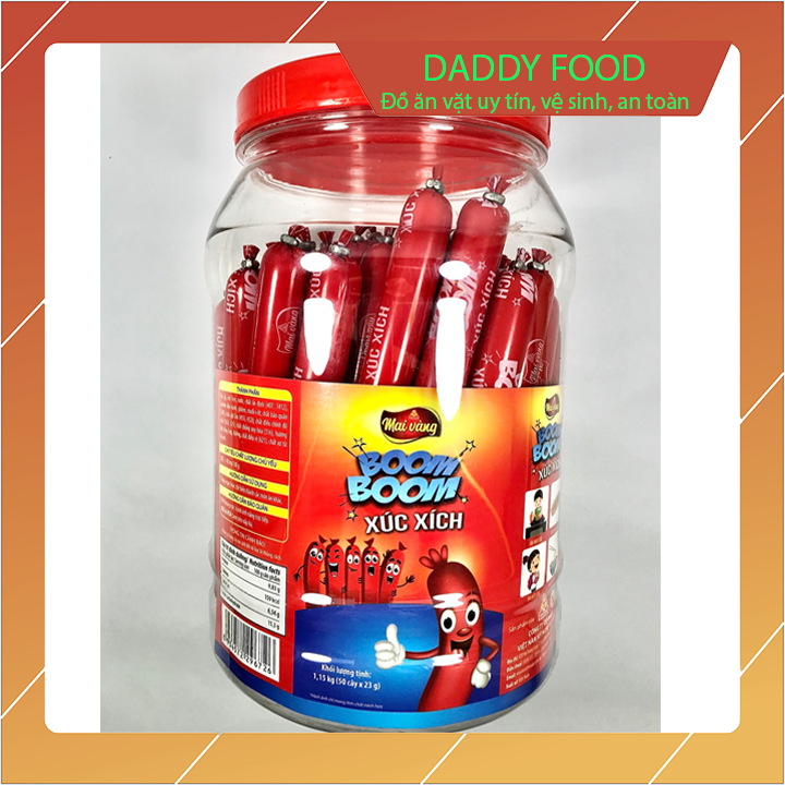 Xúc xích heo mai vàng boom boom 50 cây khối lượng 1,15kg