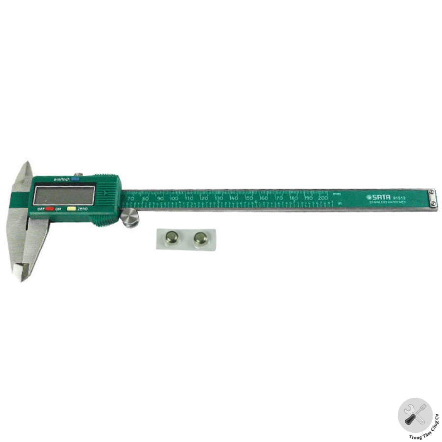 Thước kẹp điện tử dải đo 0-200mm độ phân giải: 0,01mm; độ chính xác: 0,03mm chuyển đổi: inch / mét sata 91512