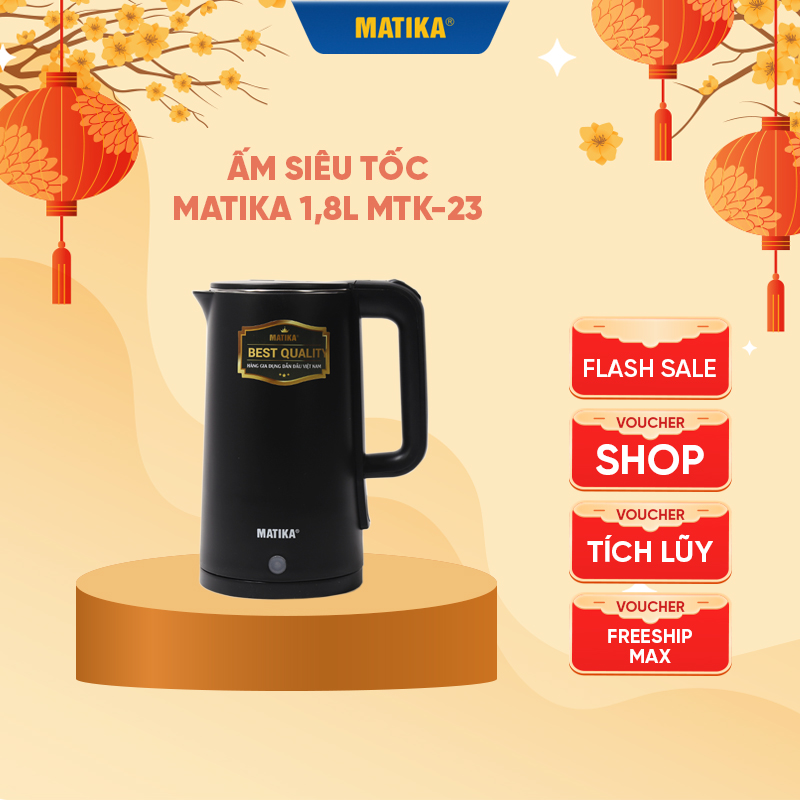 Ấm siêu tốc matika 2.3l mtk-2023 - thiết kế sang trọng - công suất 1500w - bảo hành 12 tháng - hàng chính hãng