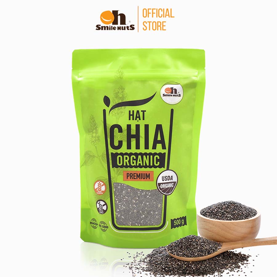 Hạt chia đen hữu cơ smile nuts túi 500g - nhập khẩu từ nam mỹ
