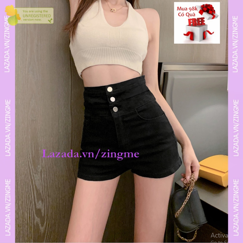 Quần nữ dạng sooc ngắn vải kaki lưng nút mt1011, màu đen, trắng, size s, m, l zingme