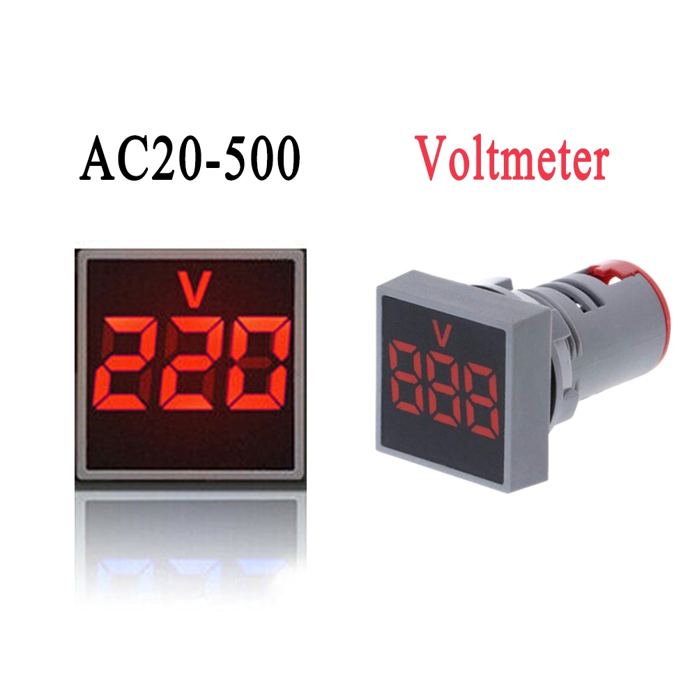 22MM AC 20-500V Mini LED Hiển thị Vôn kế Điện áp / Chỉ báo đồng hồ hiện tại Đèn thử nghiệm