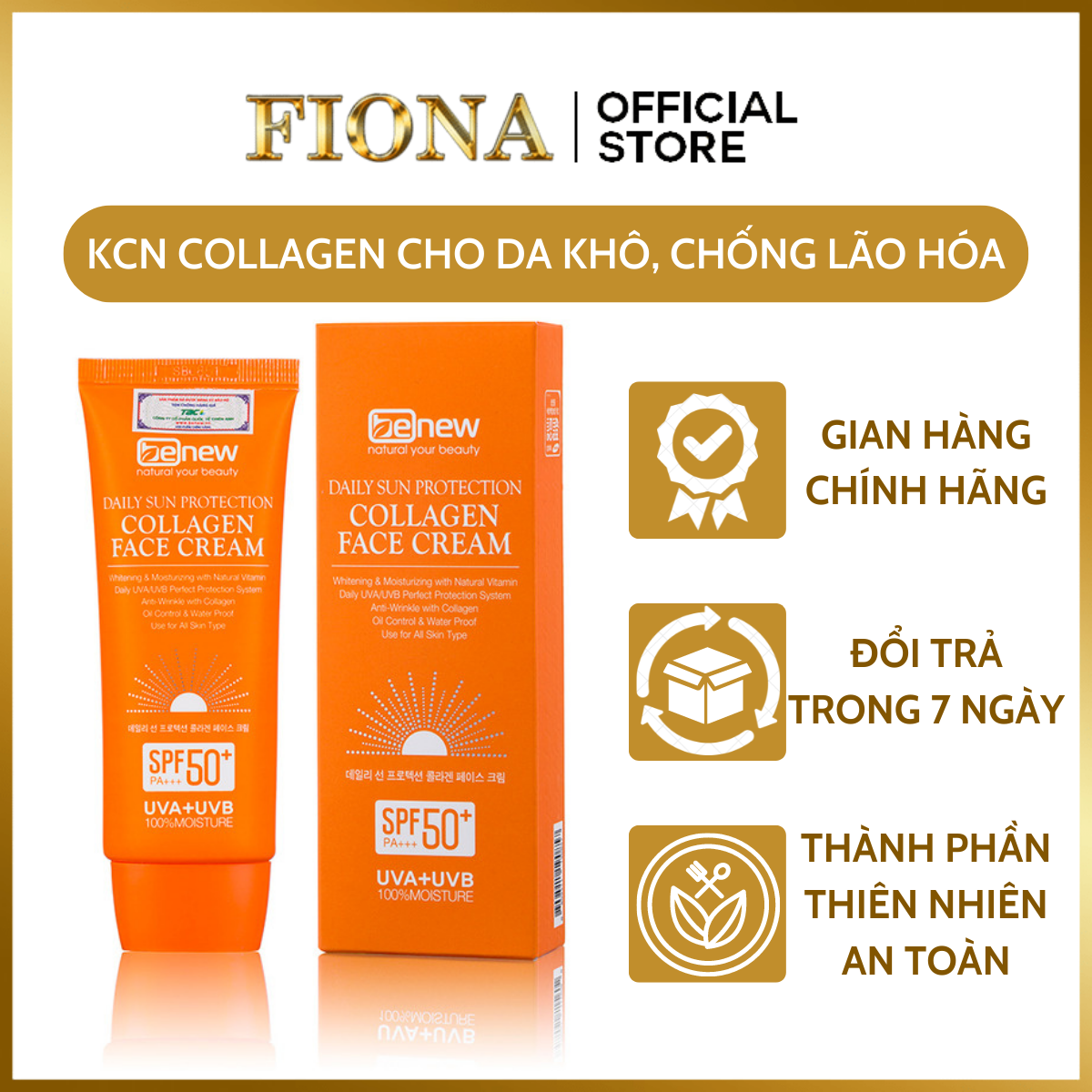 Kem Chống Nắng Collagen Benew Daily Sun Protection Face Cream 70ml Cao Cấp Hàn Quốc Dành Cho Da Mặt