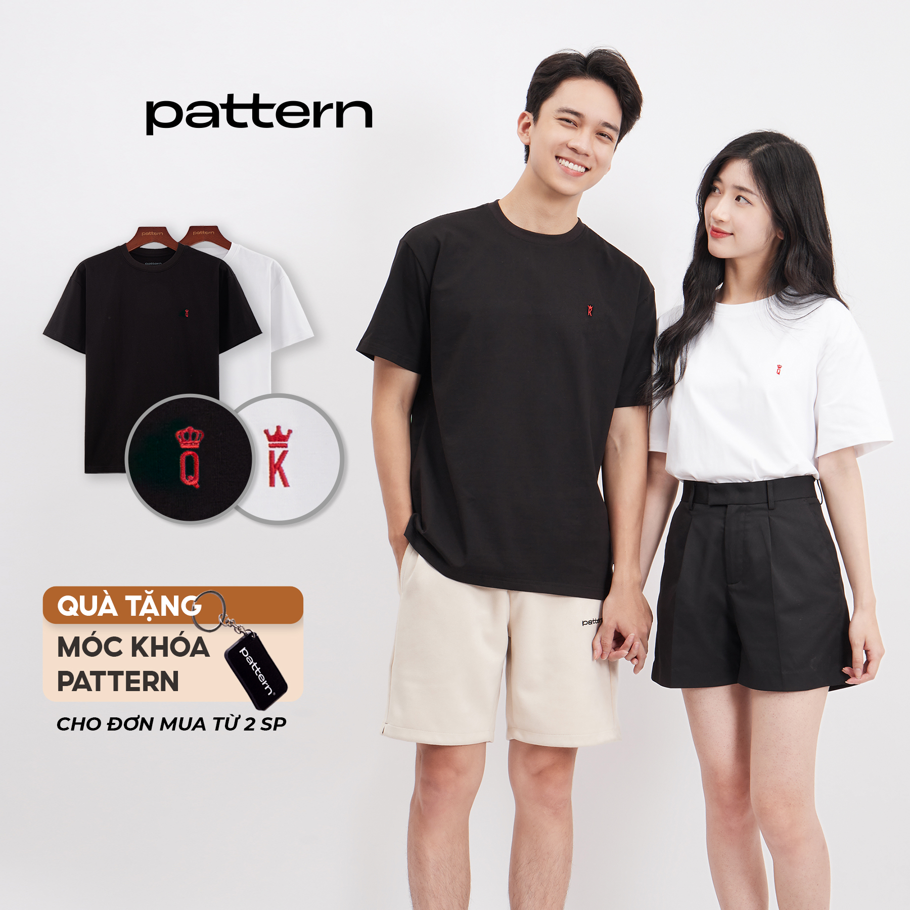 Áo phông couple pattern king & queen pa027