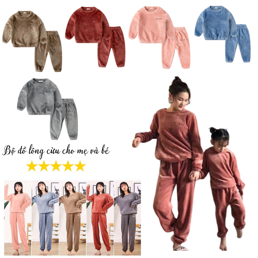 Bộ đồ cho mẹ và bé chất lông cừu siêu ấm - Q49482
