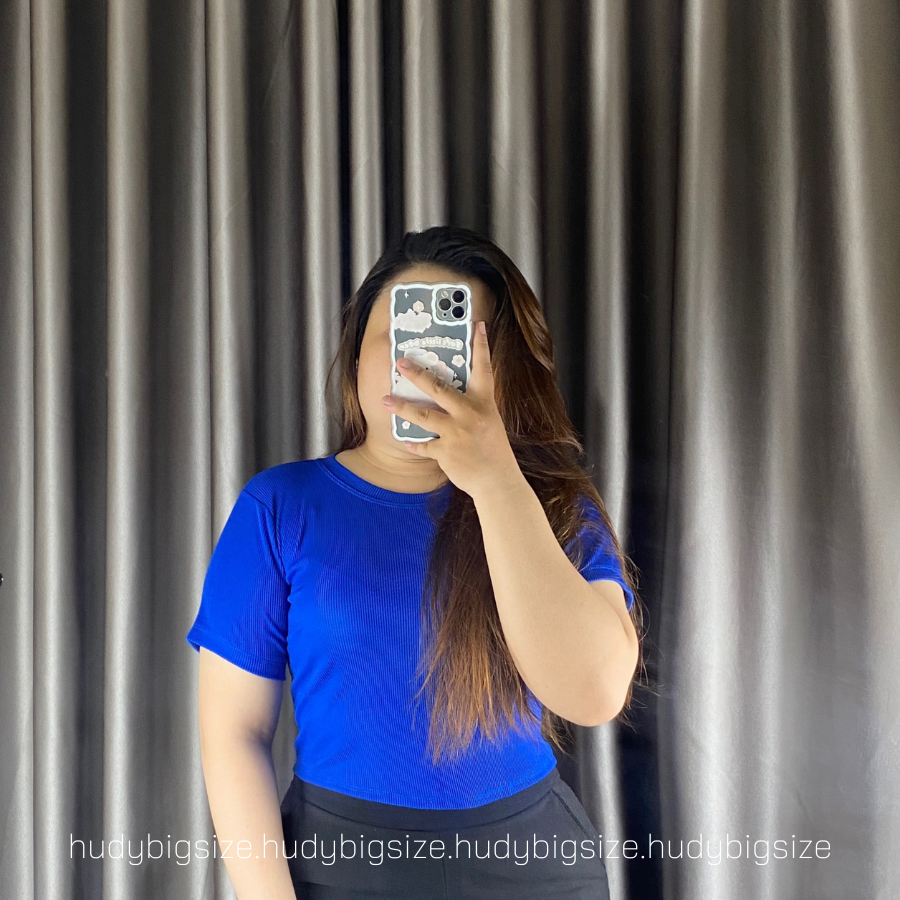 Bigsize - áo croptop thun gân cổ tròn basic