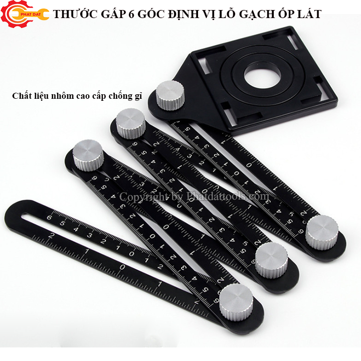 Thước Đo 6 Góc Lấy Dấu Gạch Ốp Lát-Xác Định Vị Trí Khoét Lỗ, Cắt Góc Gạch Men,Đá-Chất Liệu Nhôm Siêu Bền