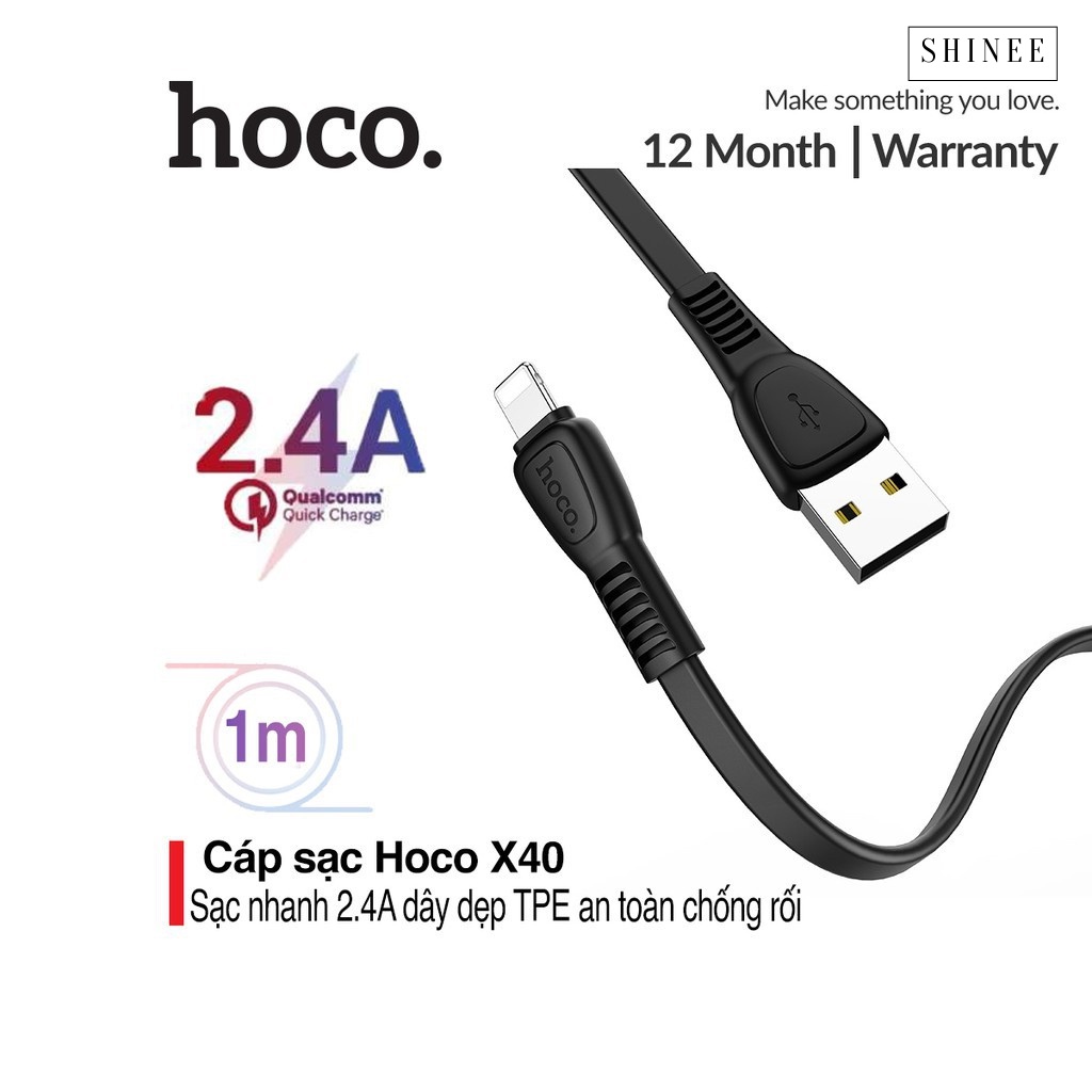 Cáp sạc chính hãng Hoco X40 - Cáp sạc Lightning - Type C - Micro Usb chính hãng giá rẻ, Cáp sạc hoco chính hãng, cáp sạc điện thoại giá rẻ