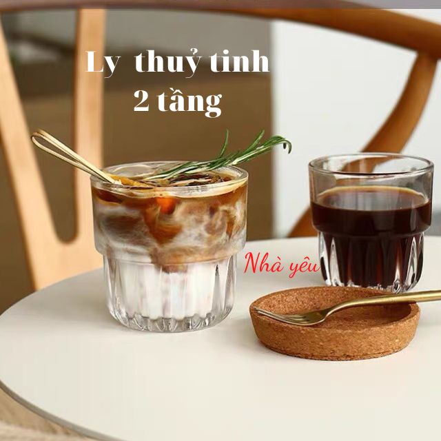Cốc thuỷ tinh,ly thuỷ tinh 2 tầng 240ml Thái lan