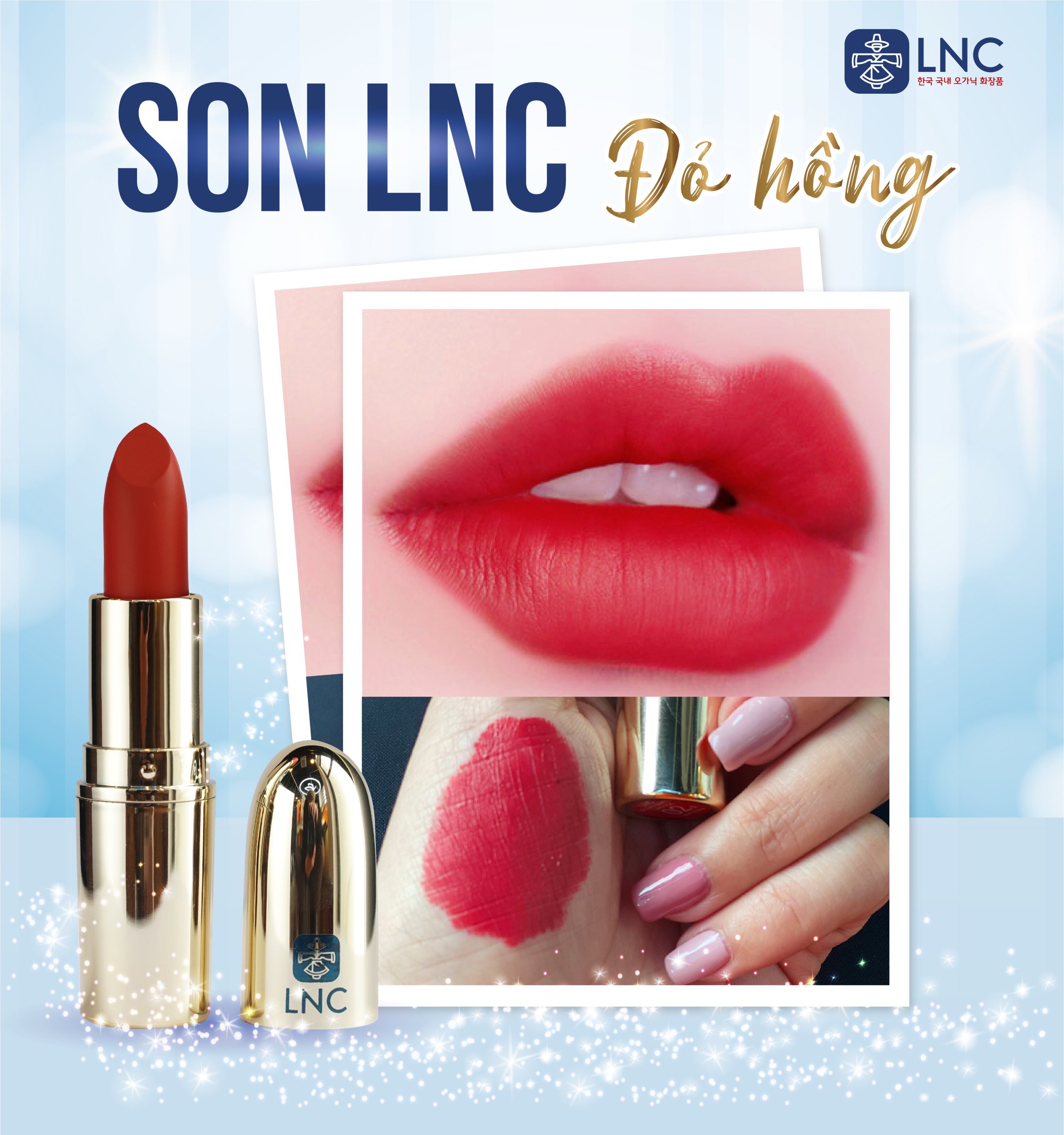 Son lì chính hãng LNC Nội địa Hàn Quốc Màu đỏ ánh hồng (LNC Red Pink Lipstick 01.Red Pink) - Linh Nhâm Cosmetics