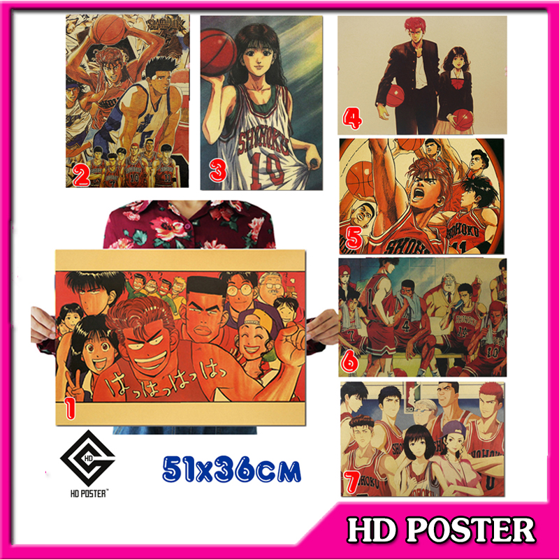POSTER SLAM DUNK 51x36cm Vintage - HANAMICHI HARUKO SHOHOKU BÓNG RỔ ANIME - Poster Trang Trí Vintage