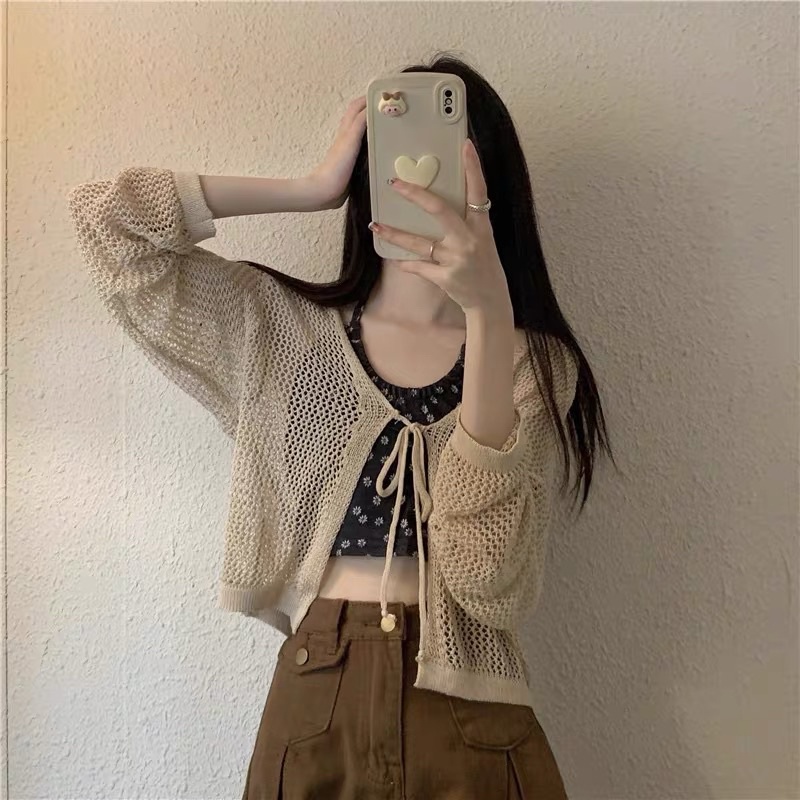 Set áo lưới mix yếm dây hoa hot hit