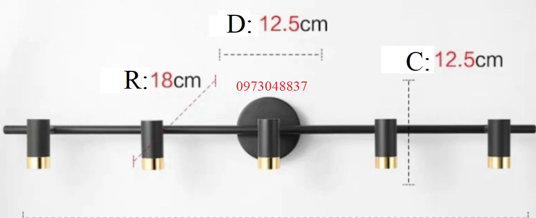 Đèn soi tranh - Đèn rọi gương Led 5 Đèn chiếu sáng, điều chỉnh góc chiếu