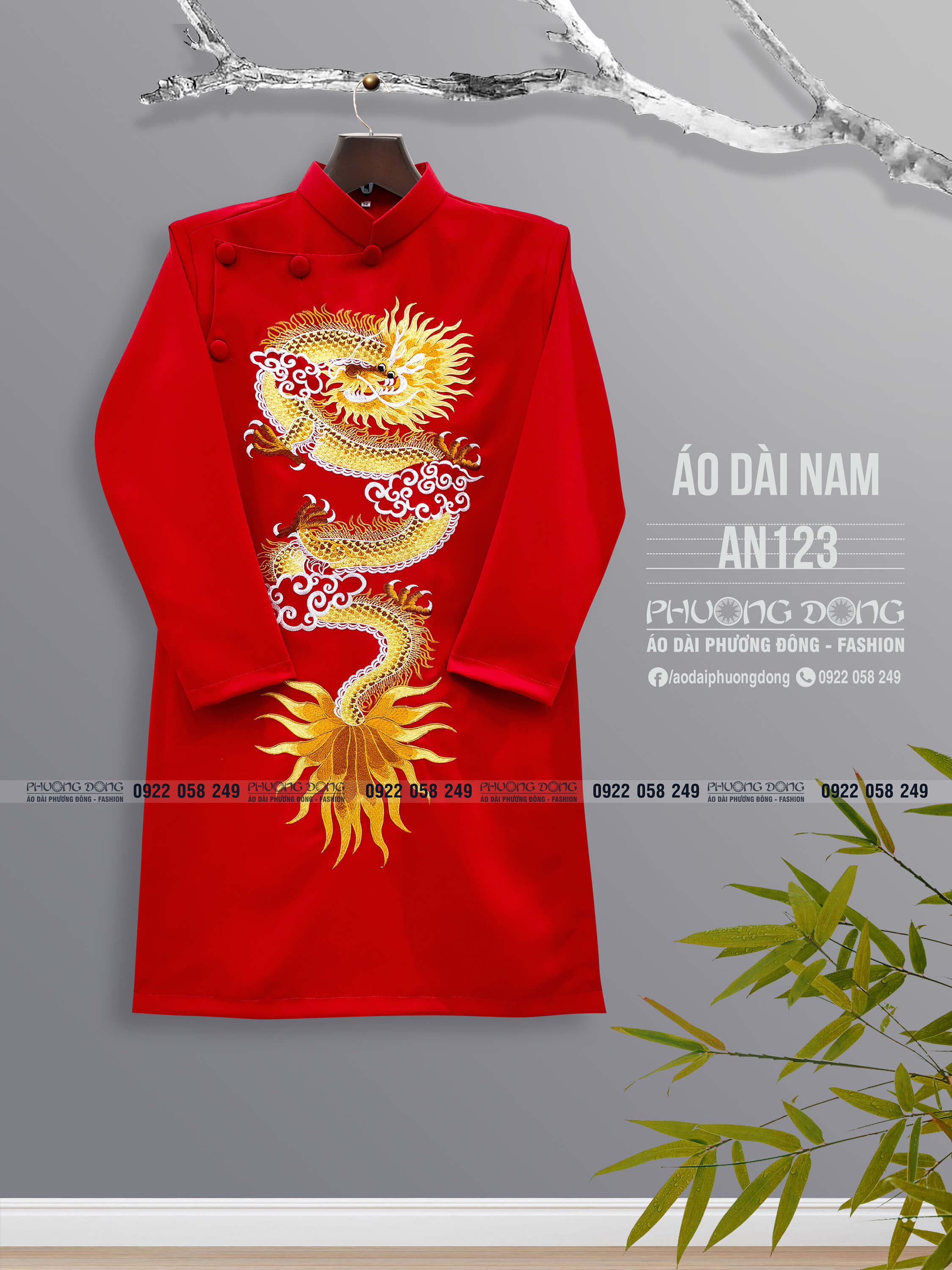 Áo Dài Cách Tân Nam - Lịch Lãm Và Lãng Tử Vải Tuyết Mưa Dày Nhưng Mềm Phom Vest Đứng Đĩnh Đạc - Thêu Nghệ Thuật Bền Và Đẹp - AN123