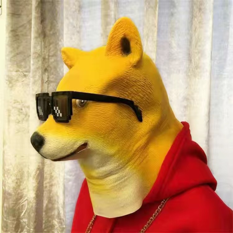 Mặt nạ Troll trùm đầu hình Chó Shiba,Mặt nạ đầu chó Shiba, Đồ chơi Cosplay Troll vui nhộn chất liệu Silicon
