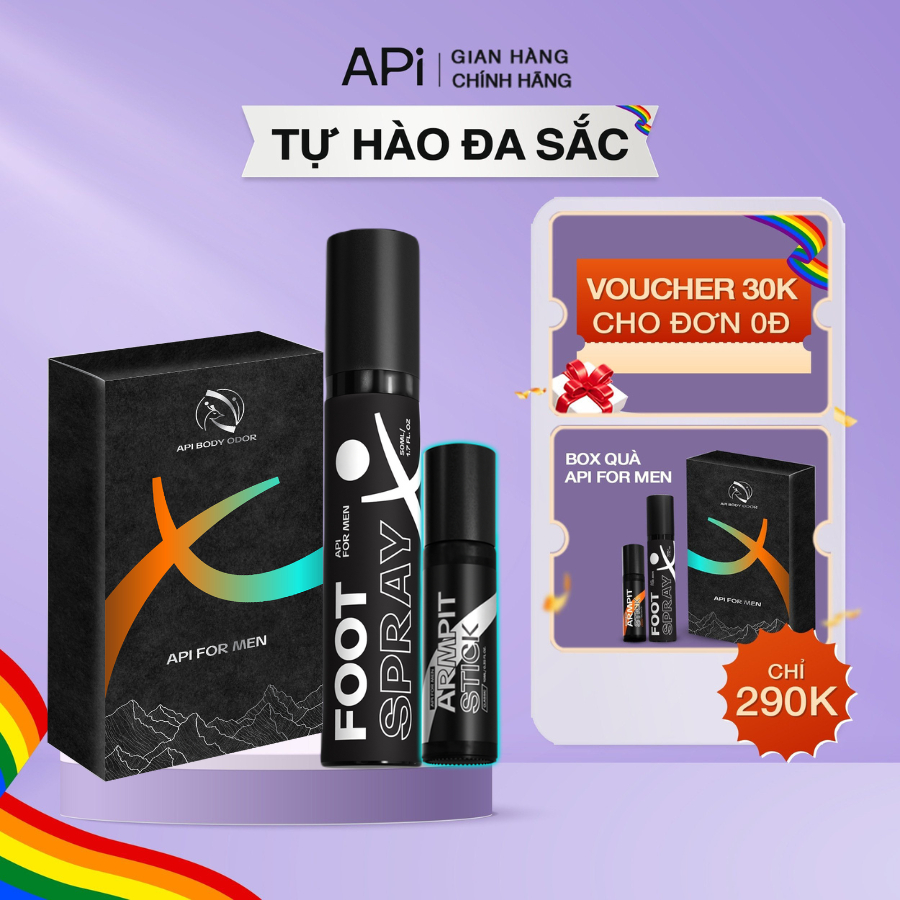 Set quà tặng khử mùi hôi chân API MEN, xịt khử mùi hôi chân lên đến 24h