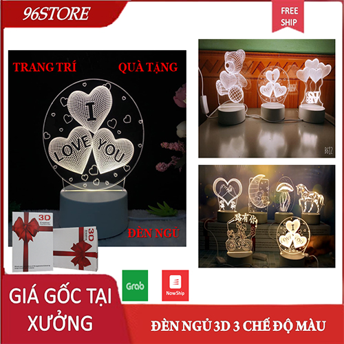 Đèn ngủ 3d quà tặng trang trí 3 chế độ sáng cực chill